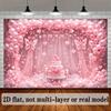 2D Pink Butterfly Happy Birthday Backdrop Heart Balloon Photography Background for Party