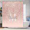 Namensbuchstaben-Monogramm-Duschvorhang Für Badezimmer-Dekor Rosa Glitzer Funkelndes Design Mit Weißer Schrift Initialen Personalisierbar