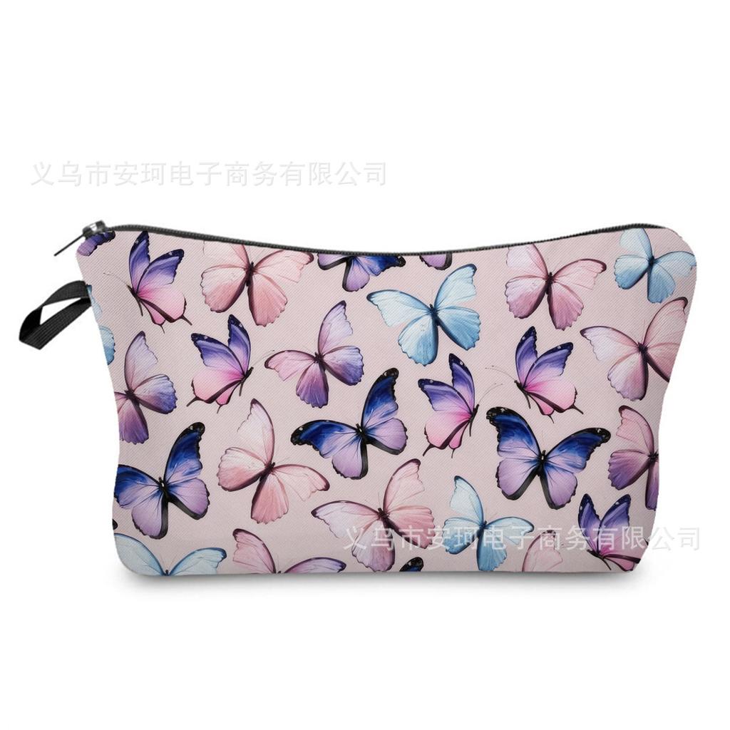 Butterfly Printing Makeup Bag, Nail Polish Storage Bag, Washable Toilet Bag for Daily Travel