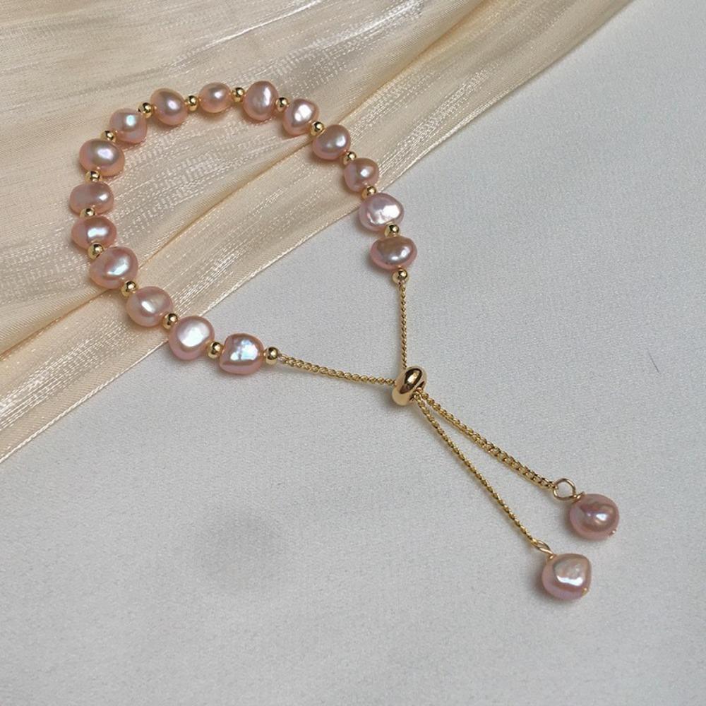Baroque Natural Freshwater Pearl Beaded Bracelet Women's High-end Sense Light Luxury Niche Design Sense Versatile Jewelry