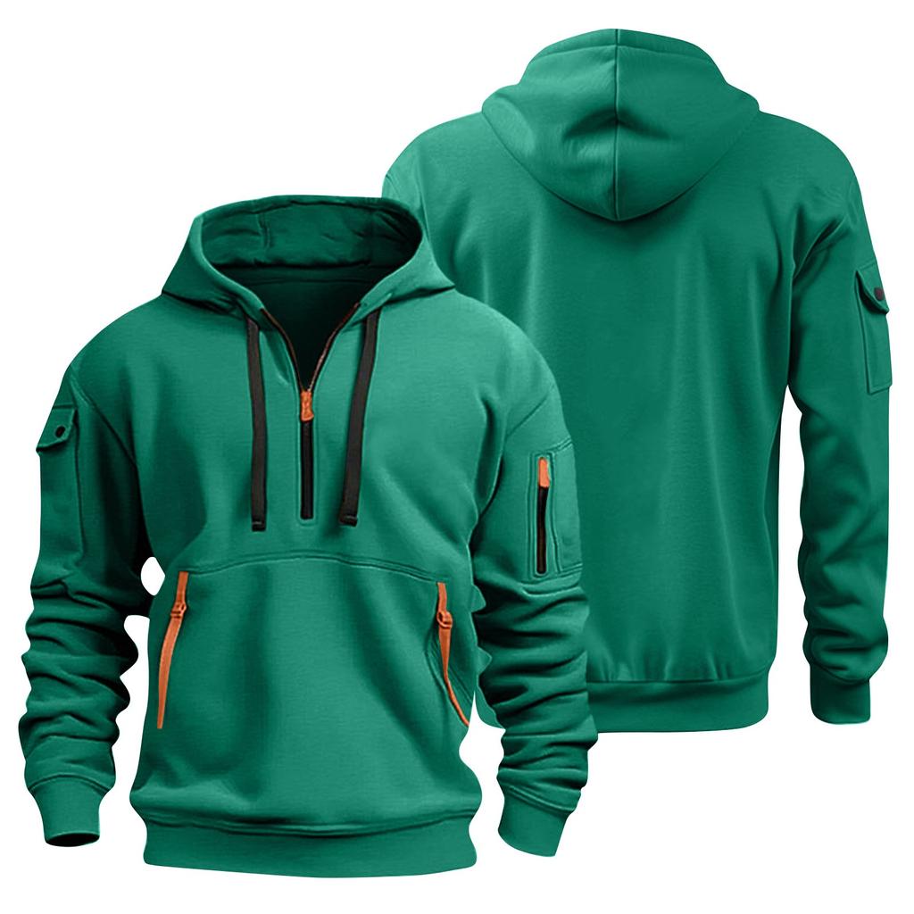 Men's Sweatshirt Hoodie Zipper Arm Pocket Cardigan Men's Sports Large Size Casual Hoodie