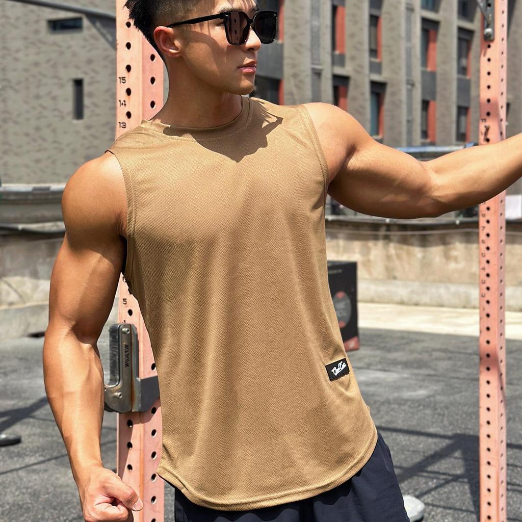 Men's Trendy Sleeveless Mesh Pullover: Quick-Dry Round Neck Fitness Top