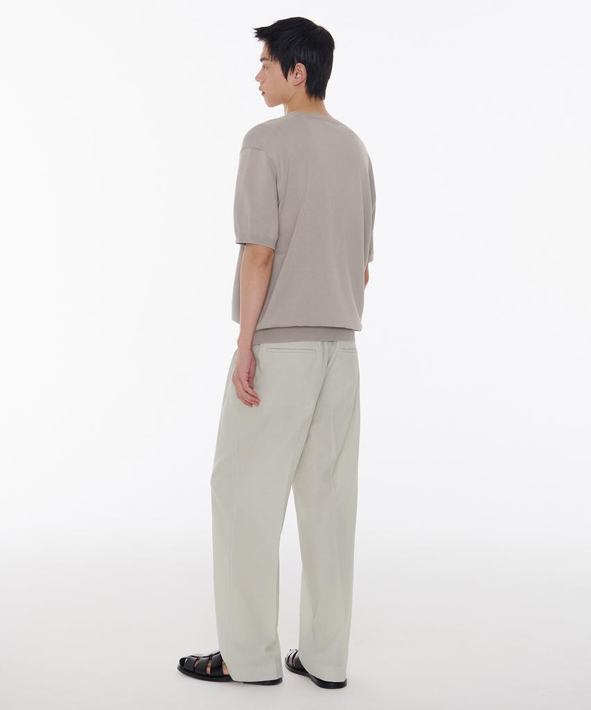 Musinsa Standard Cool Touch To Tuck Wide Hidden Banding Slacks [Dusty Cream]