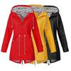 Women Coat Dual Pockets Windproof Solid Color Season Transition Slim Waist Casual Hooded Jacket for Autumn Winter