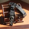 Stylish Hollow Pu Leather Waist Belts  Punk Belt For Men Trendy Clothing Accessories Versatile Casual Belts Gifts