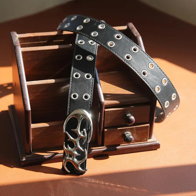 Stylish Hollow Pu Leather Waist Belts  Punk Belt For Men Trendy Clothing Accessories Versatile Casual Belts Gifts