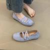 French flat-soled ballet shoes women's gentle shoes with skirt single shoes girl cross-strap Mary Jane shoes