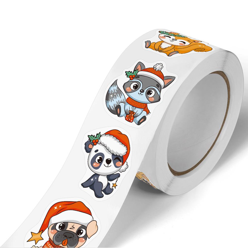 100-500pcs Heterotypic Christmas Themed Animals Stickers DlY Christmas Holiday Party Decoration Label Stationery Stickers