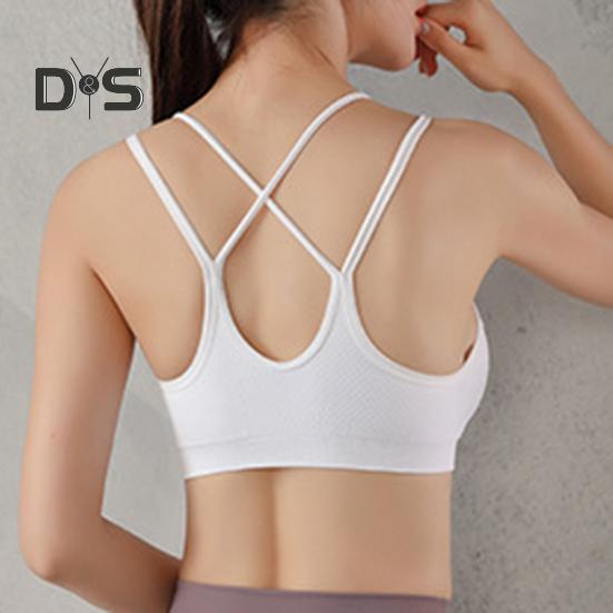 Women Sport Bra Multi Strap Hollow Out Back Push-up Vest Bra Quick-drying No Wire Seamless Gym Jogging Bra with Removable Padding