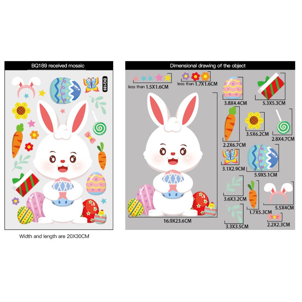 Happy Easter Window Stickers Rabbit Easter Eggs Carrot Glass Sticker Easter Party Wall Sticker Easter Decorations For Home