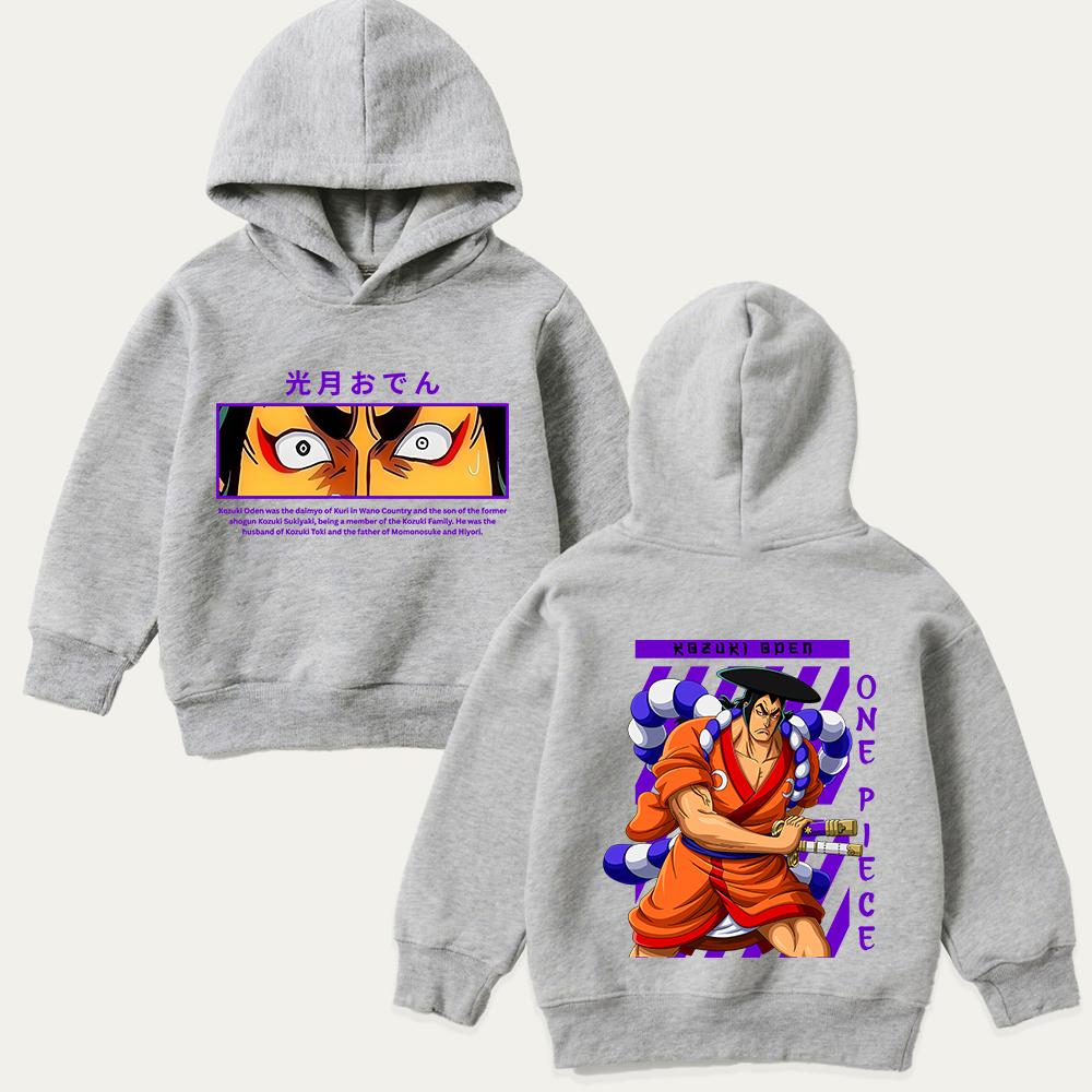 Kids Fleece Hoodie One Piece Kozuki Oden Print Casual Pullover Sweatshirt for Boys