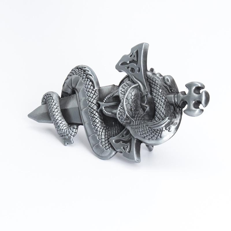 Viper Knight Sword Alloy Belt Buckle - Trendy, Smooth, Fashionable Plate Accessory