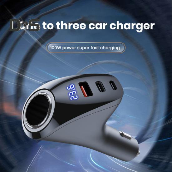 

Автомобильное зарядное устройство 3 в 1 USB PD с цифровым дисплеем, высокая мощность, быстрая зарядка, универсальный 12 24 В, автомобильный адаптер для зарядки телефона, автомобильные принадлежности