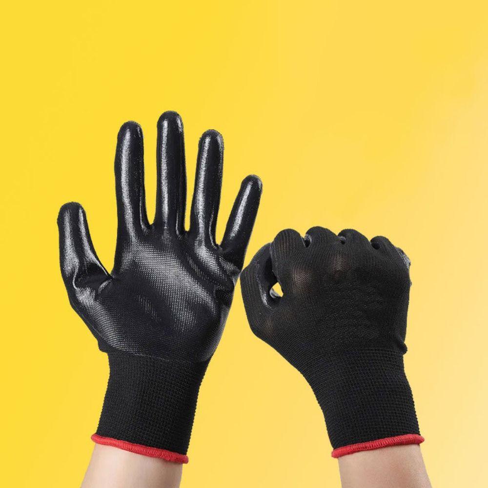 12pairs Breathable Safety Work Gloves Excellent Grip Durable PU Coated Gloves Corrosion-Resistant Oil-Resistant