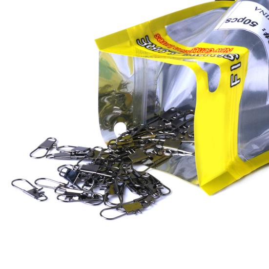 50 Pcs Fast-Lock Rolling Swivel Snap Bearing Fishing Connector Clasp Tackles