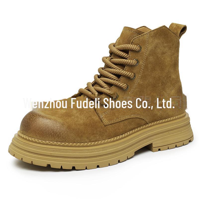 Men's 2024 Retro Martin Boots: British Style, Wear-Resistant, Thick-Soled, Autumn Trendy Yellow Boots