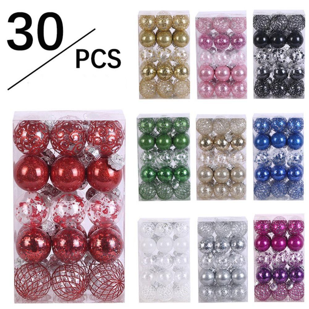 Plastic Christmas Tree Balls 6CM Xmas Baubles Fashion Christmas Ball Set  Home