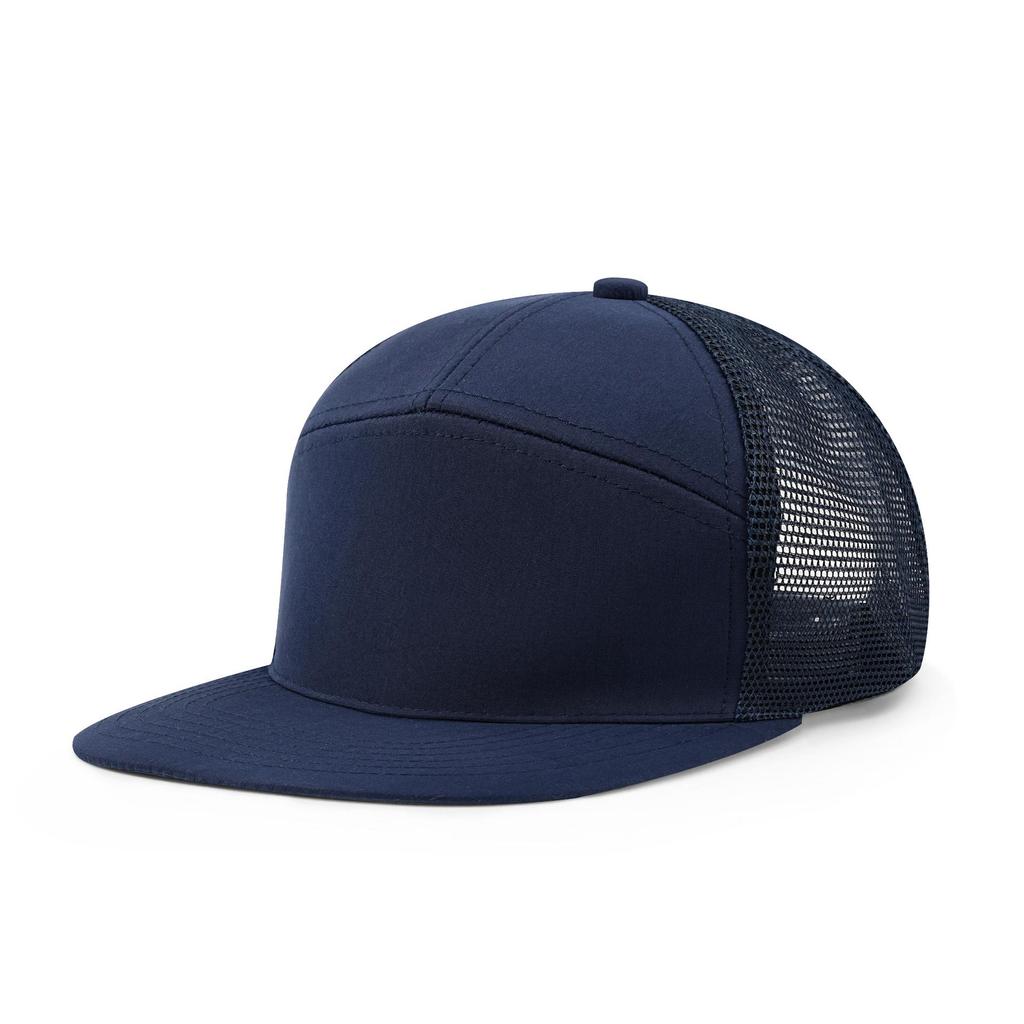 Men's Seven-Panel Color-Block Curved Baseball Trucker Hat - Mesh Sunshade Cap