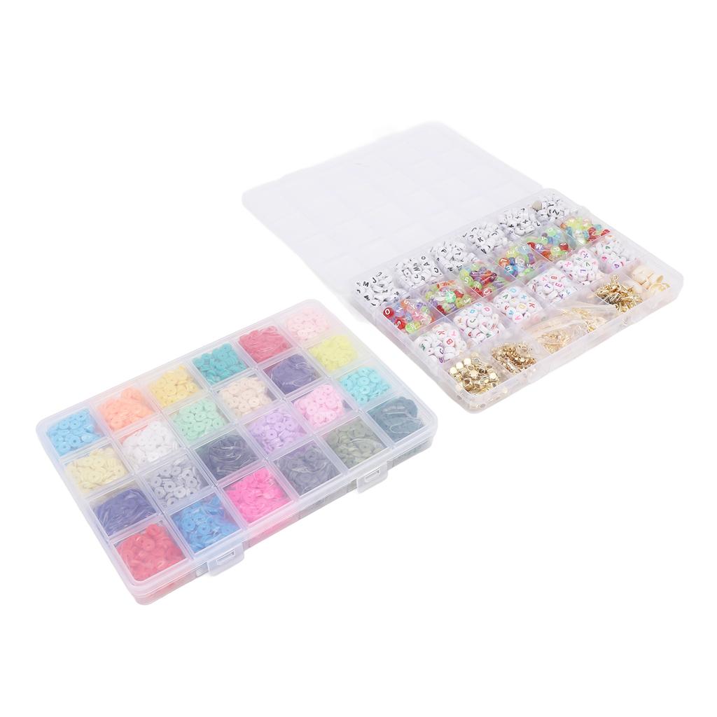 48 Grids Letter Beads Friendship Bracelet Set 24 Colors Clay Beads Jewelry Making Beads Set for 6‑12
