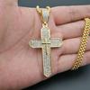 Hip Hop Rhinestones Paved Bling Iced Out Stainless Steel Cross Pendant Neckalce for Men Rapper Jewelry Drop Shipping