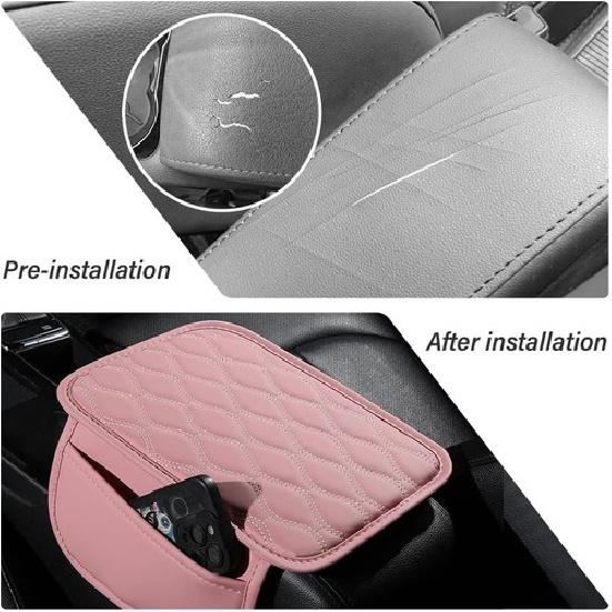 Center Console Cover with Extend Pocket, Leather Arm Rest Cover of Car Organ