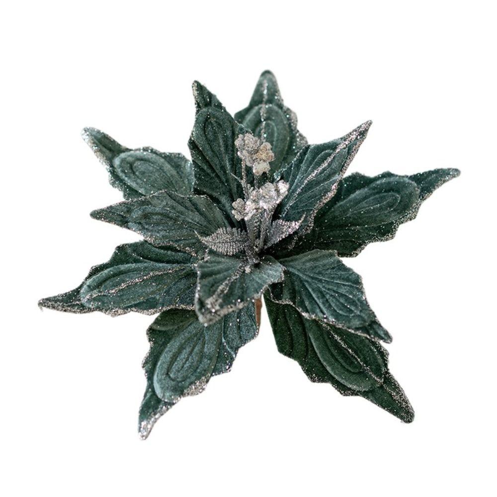 Glitter Christmas Poinsettia Flower 28cm Handmade Merry Christmas Decoration Realistic Artificil Xmas Tree Hanging Flower