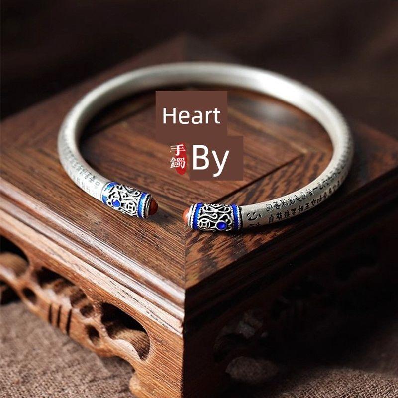 S925 Silver Cable Stitch Bracelet for Women 2025 New Arrival Special-Interest Design Mild Luxury Retro Ethnic Style Woven Tassel Carrying Strap