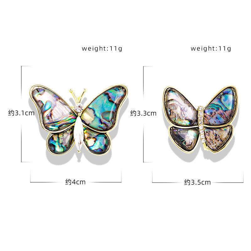 Butterfly Brooch Female Anti-Light Imitation Abalone Shell Rhinestone Pin Cheongsam Accessories Break Cocoon Into Butterfly Corsage