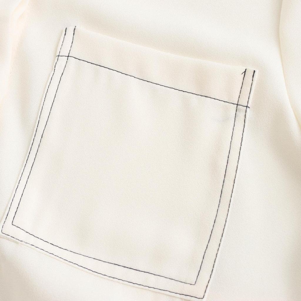 Spring 2025 Women's Color Block Casual Loose Shirt with Pocket and Turn-Down Collar
