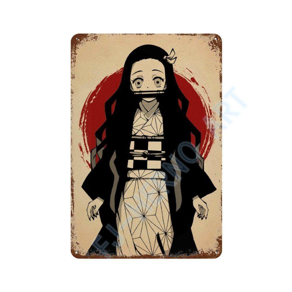 Japan Retro Anime Demon Slayer My Hero Academia Jujutsu Kaisen Metal Tin Sign Plaque Wall Art Home Kids Room Decorative Plates