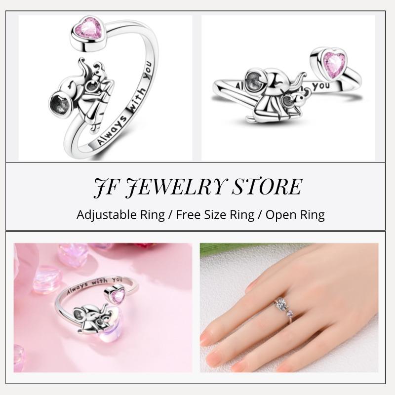 Free Size Ring For Women S925 Silver Original Blue Eyes Dragon Bee Shell Cherry Adjustable Rings Clover Chain Open Ring Jewelry