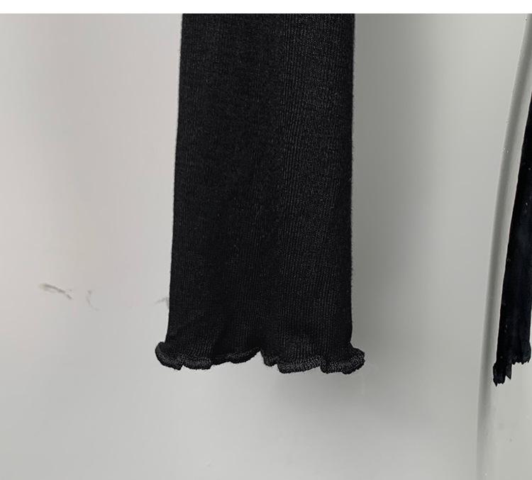 Korean Square Neck Slim Pleated Shoulder Pad Crop Top