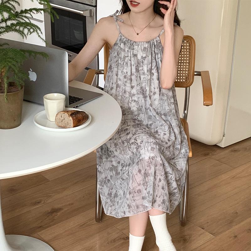 Women's Breathable Cloud Cotton Sleep Dress - Summer Camisole Tank Top, Stretchy Casual Round Neck Pajamas.
