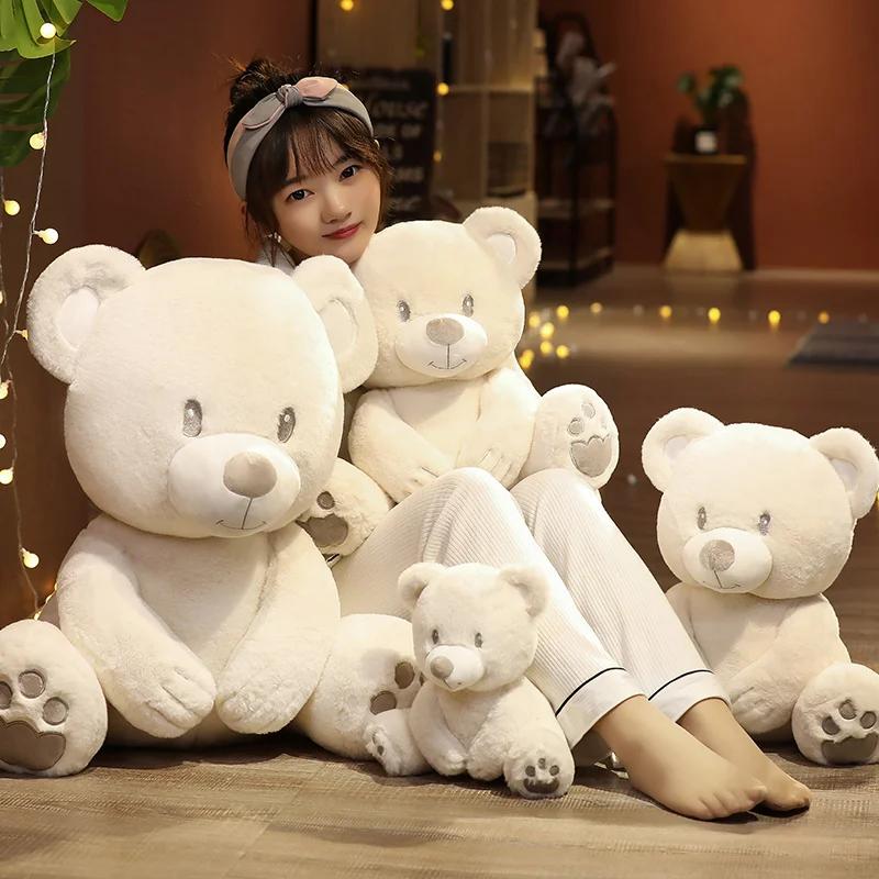 New 25cm/40cm Cuddly Stuffed High Quality Doll Classic White Teddy Bear Plush Toy Cute Birthday Gift for Girls