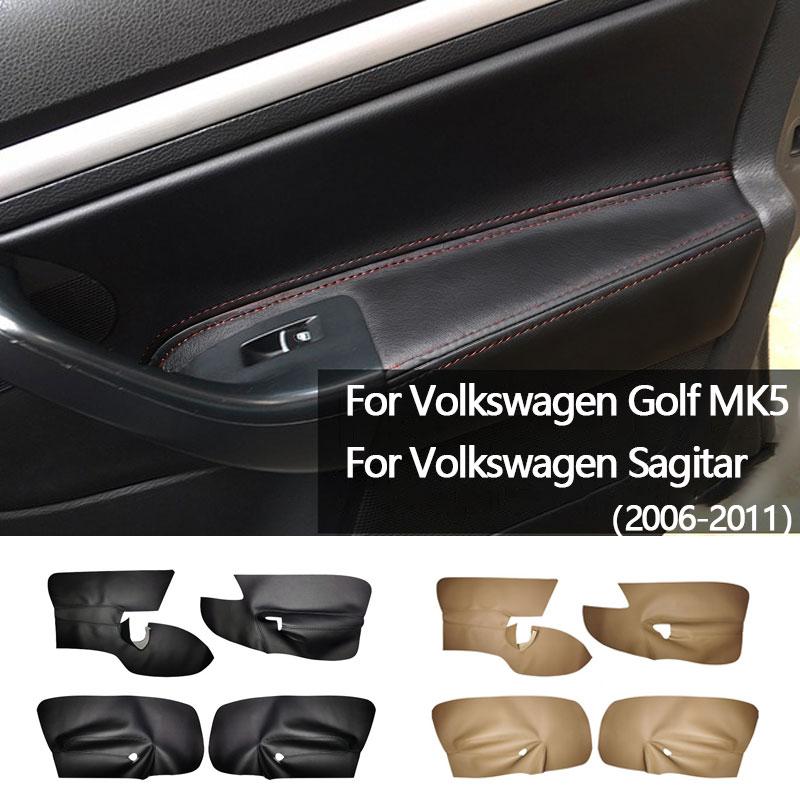 Microfiber Leather Car Door Handle Armrest Panel Cover For VW Golf 5 V MK5 Jetta 2006-2011 Only 4 Doors Car Interior Accessories