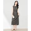 French Style Waist Cinching Slimming Mid Length Sleeveless Dress