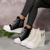 2025 Canvas Shoes for Women Height Increase Season's Thick Soled Casual Ankle Boots Versatile Women Heeled Sneakers Ladies Shoes