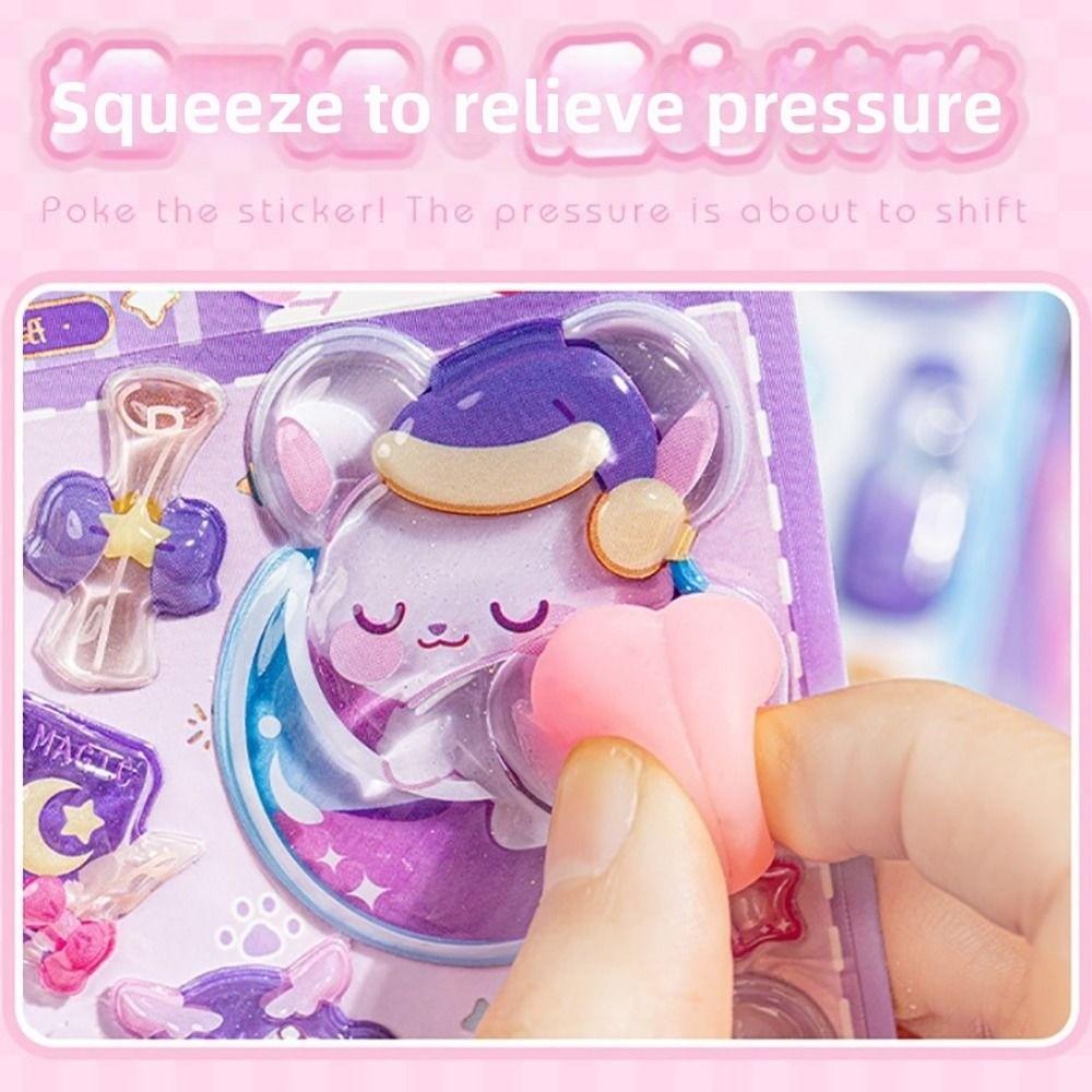 3D Design Squishy Relief Stickers Multicolor DIY Decoration Slow-Rise Squishy Stickers Cartoon Animal Ornament