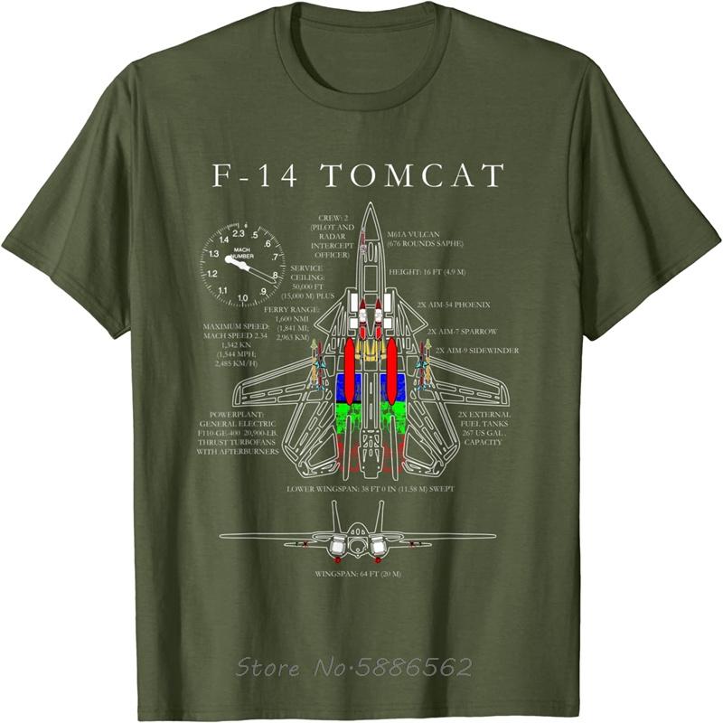 F-14 Fighter Tomcat Specs Men T-Shirt Short Sleeve Casual Unisex Cotton T Shirt Summer TShirt Oversized Tees Clothing Streetwear