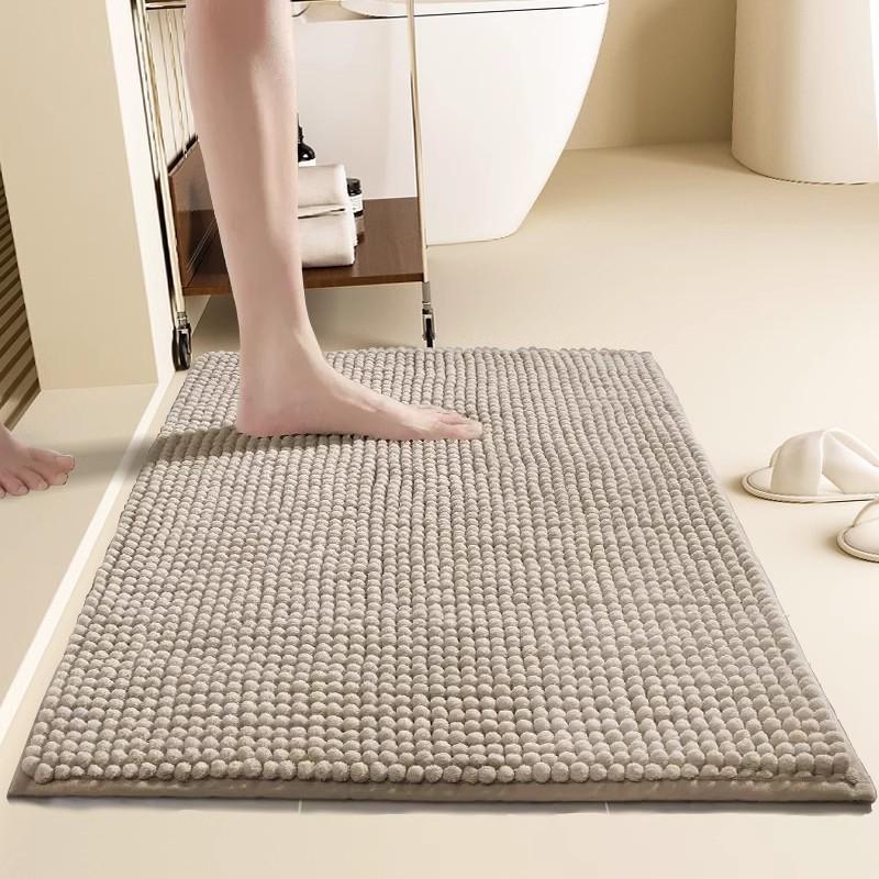 Chenille Bath Mat Non-Slip Backing Plush Soft Absorbent Rug for Bedroom Bathroom Entryway Machine Washable Home Decor