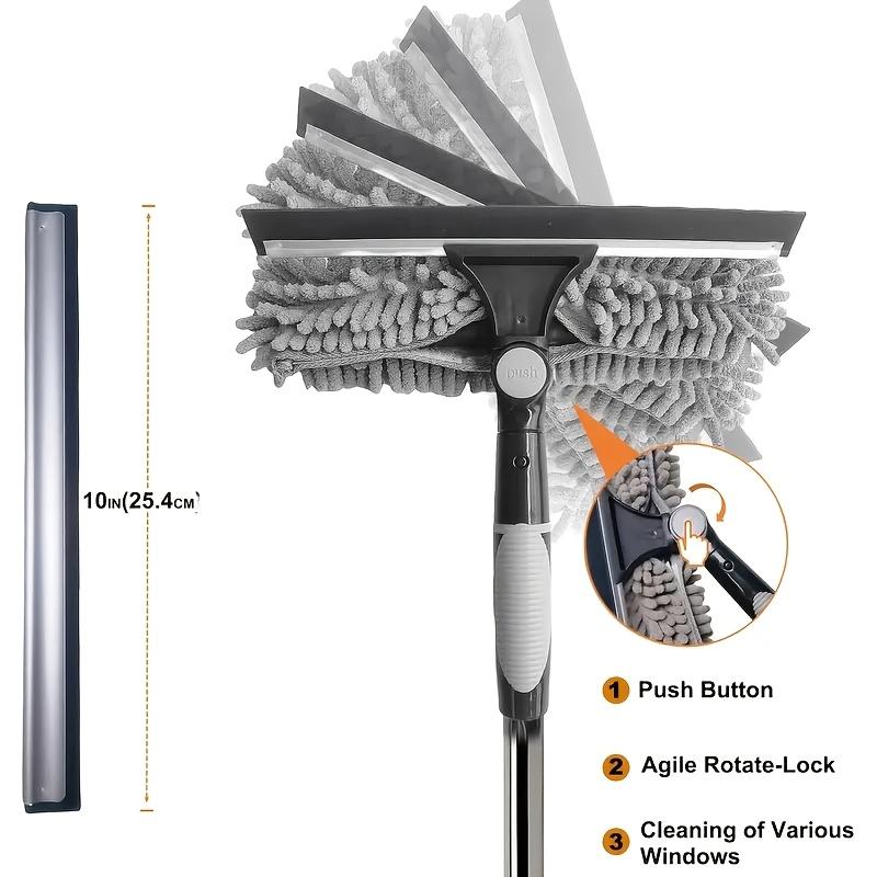 2-In-1 Double-Sided Window Cleaner Squeegee For High-Rise Glass Safety Scraper Professional Window Cleaning Tool Durable Stainless Steel Blade