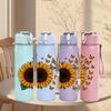 1PC Single Sunflower Bloom 750ml Color Plastic Sports Water Bottle Leakproof Flip Straw Lid For Sports Office Home Use