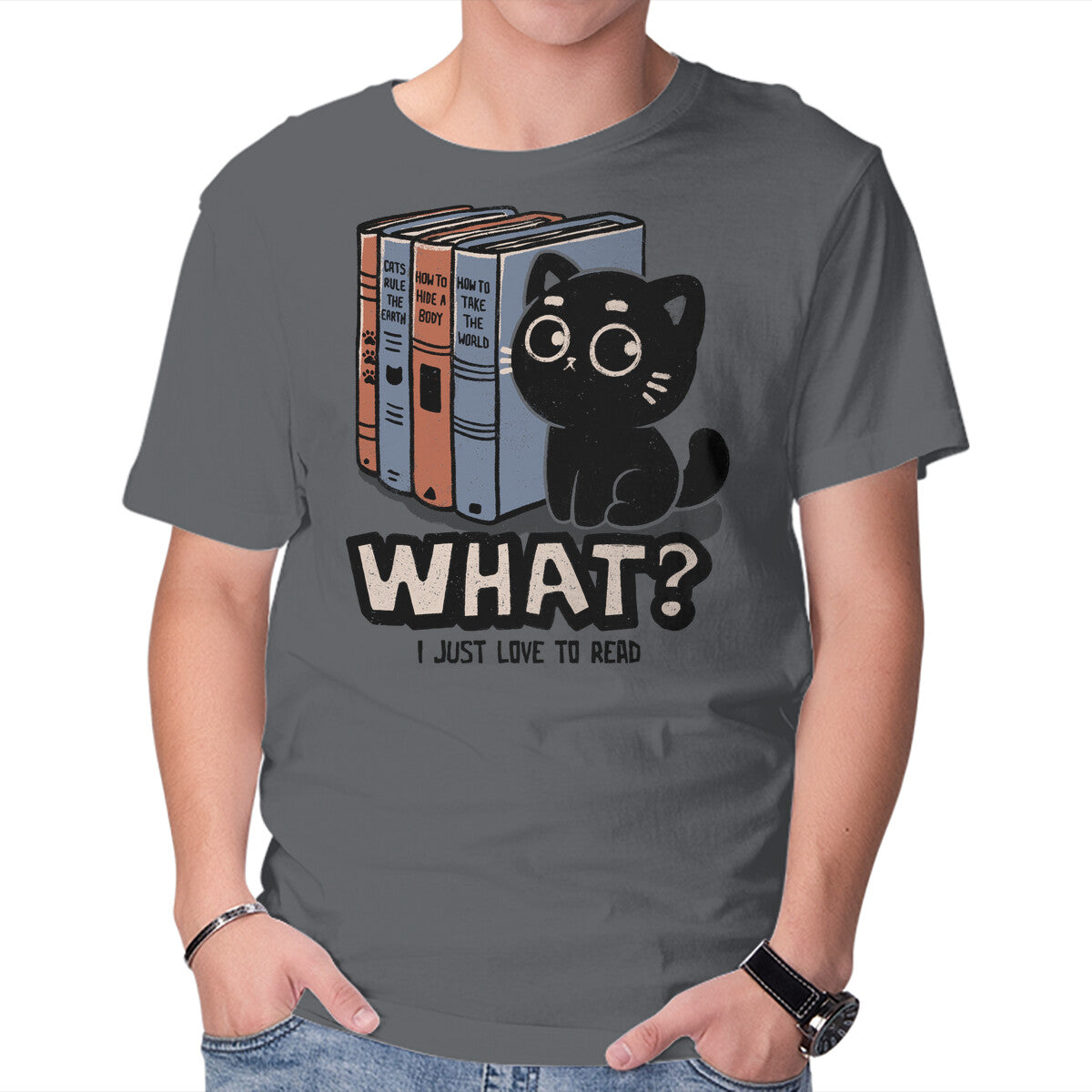 Unisex Crew Neck T-Shirt What I Just Love To Read Graphic Short Sleeve Casual Tee L