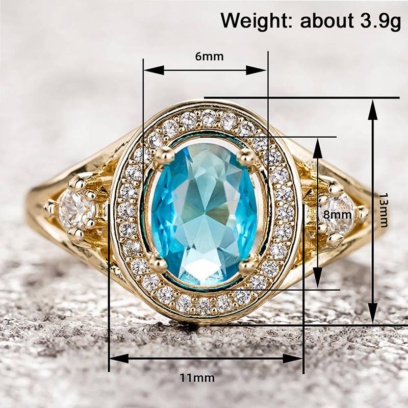 European and American inlaid aquamarine ring, light luxury retro court niche ring, personalized design female ring