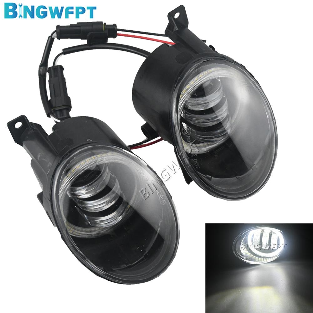 

BINGWFPT для VW Volkswagen Jetta Mk6 Tiguan EOS Touran Angel Eye Противотуманные фары Автомобильные светодиодные линзы Туман Дневные ходовые огни DRL 30 Вт