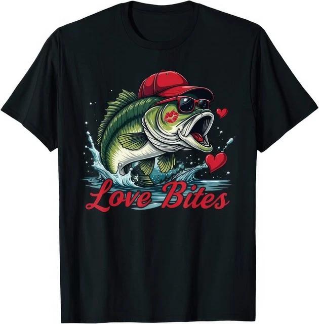

Boys Valentine Fishing Bass Heart Love Funny Angler Bassmaster Gift T Shirt 130