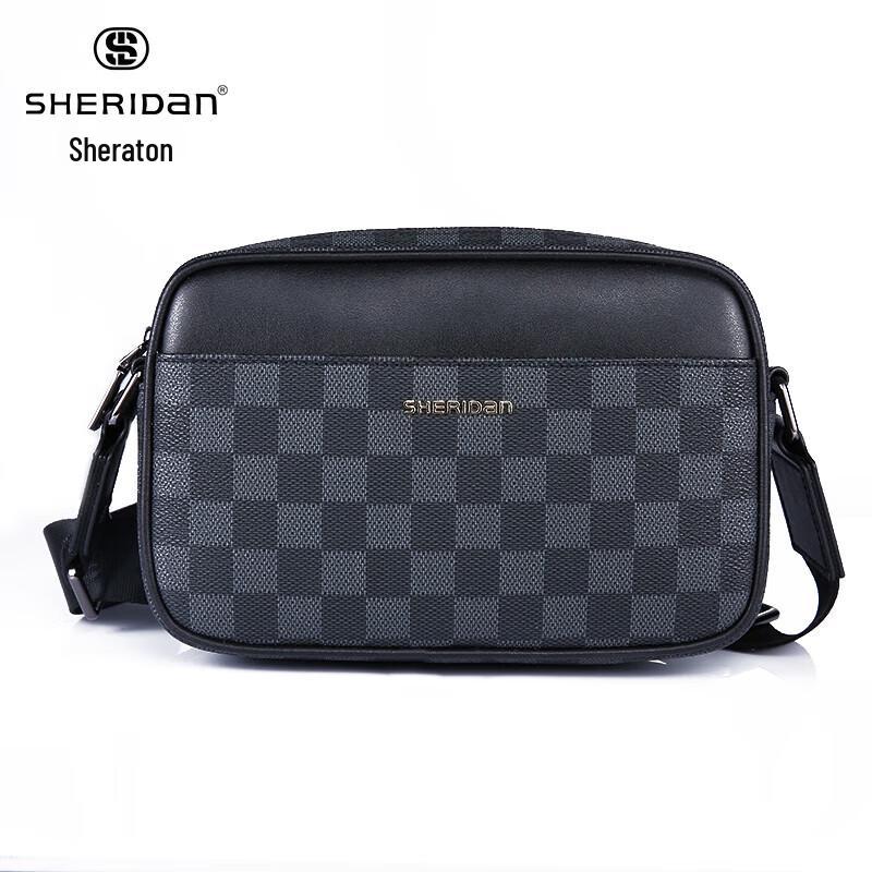 Мужская черная клетчатая сумка через плечо Sheraton Small