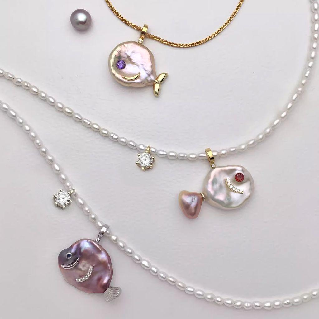 Collana Ciondolo Pesce Carino Serie Oceano Retrò Placcata Oro 18K