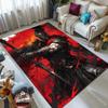 1PC Black-Armored Warrior Blazing Flames Print Carpet for Living Room Bedroom Sofa Home Decor Rus Non-slip Floor Mat Luxury Gift