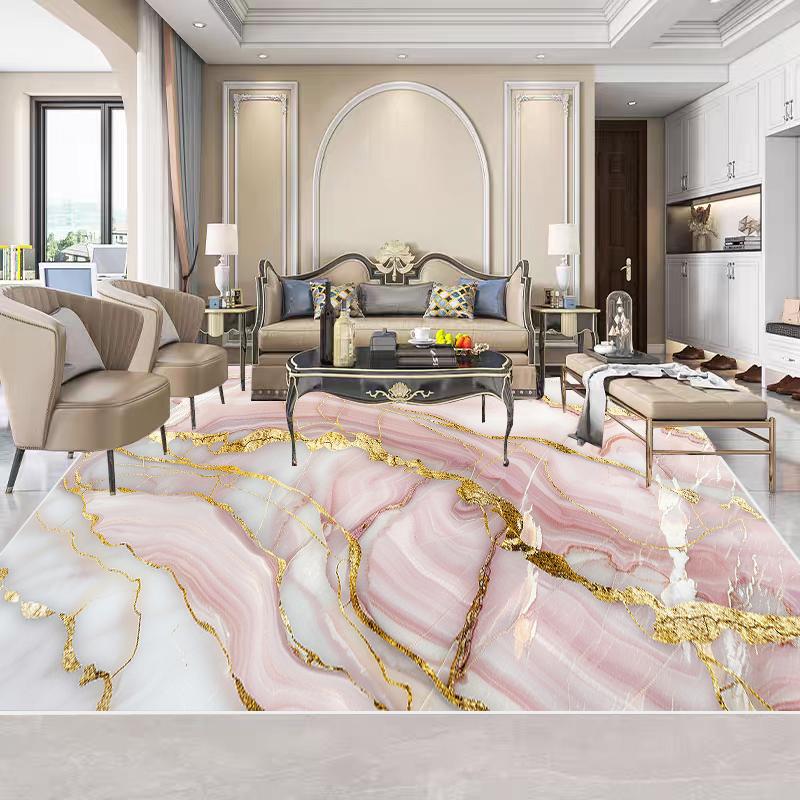 Modern Home Pink Carpets Living Room Decoration Marble Carpet Light Luxury Sofa Area Foot Mat Bedroom Bedside Cloakroom Soft Rug